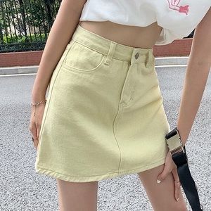 Yellow denim skirt pastel yellow